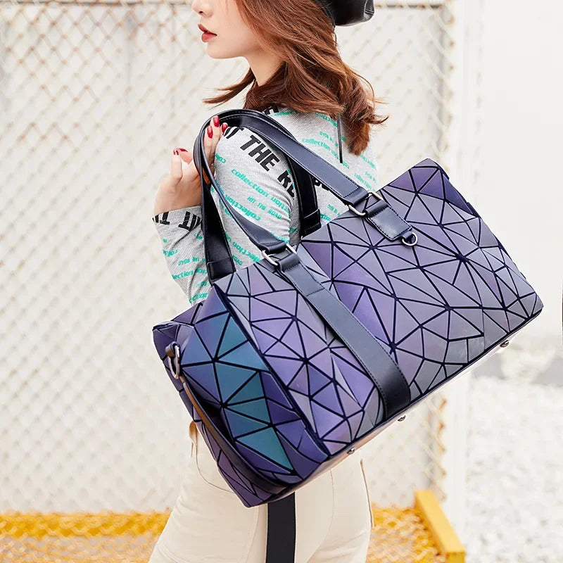 Luminous Geometric Iridescent Weekender Duffle