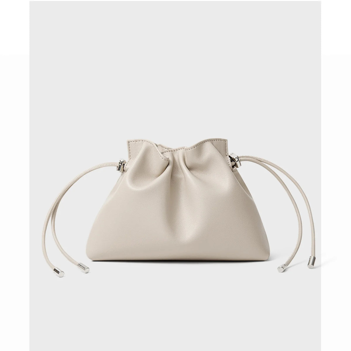 Pleated Genuine Leather Cloud Bag