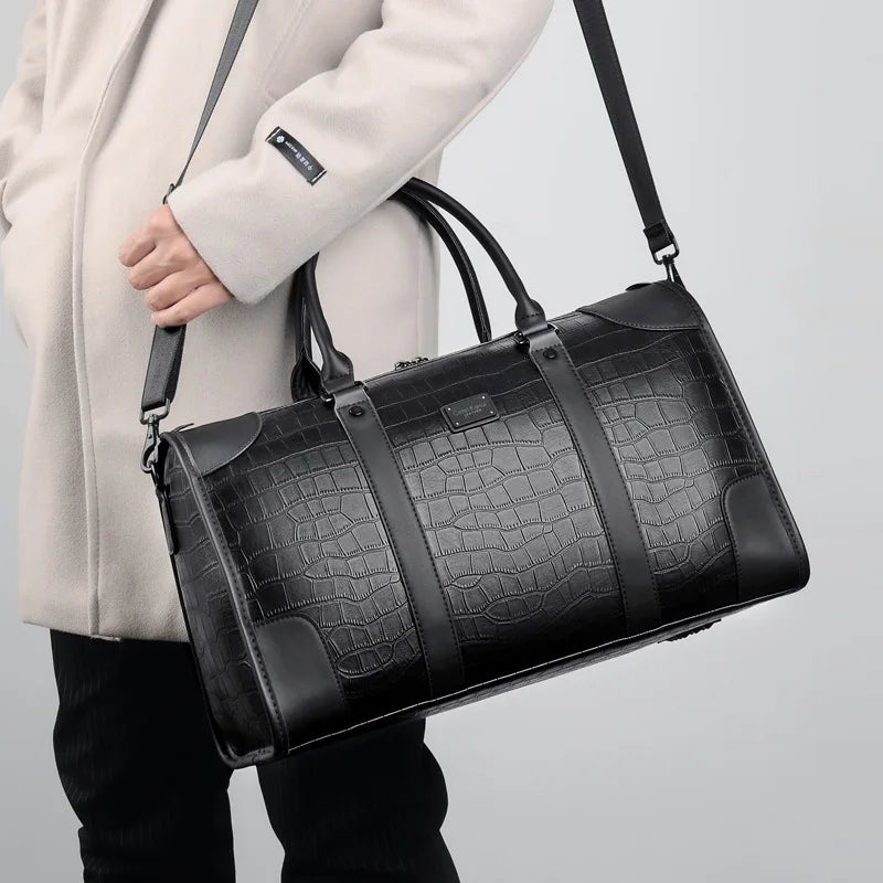 Executive Alligator Texture Travel Duffle