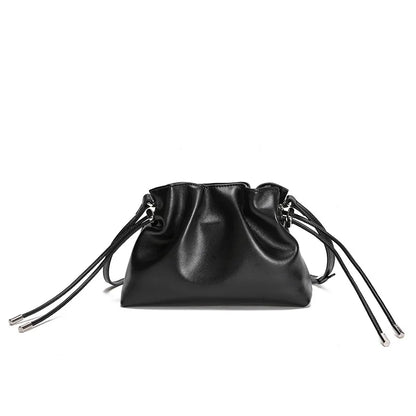Pleated Genuine Leather Cloud Bag