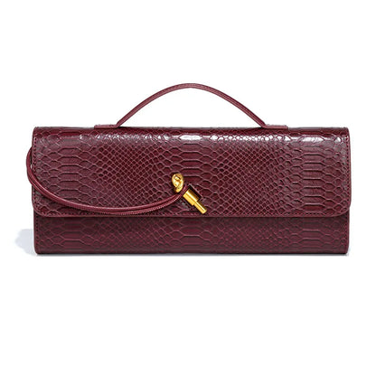 Luxe Crocodile Embossed Top-Handle Bag