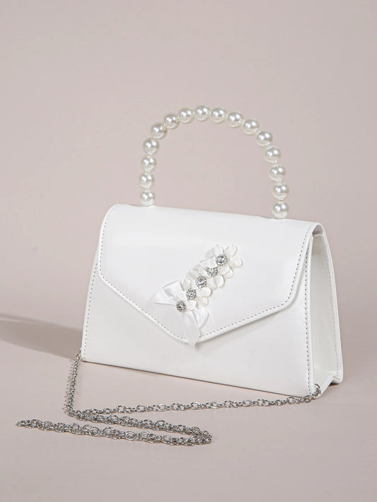 Statement Pearl Handle Evening Clutch
