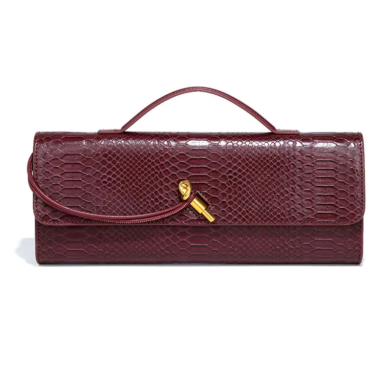 Luxe Crocodile Embossed Top-Handle Bag